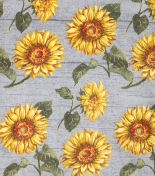 Luxe Fleece Fabric Sunflowers On Wood - Image 2