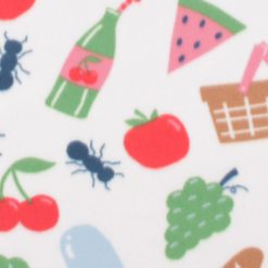 Icons on White Blizzard Fleece Fabric
