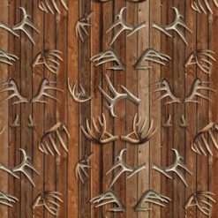 Brown Antlers Novelty Cotton Fabric