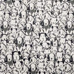 White Sketch Dogs Super Snuggle Flannel Fabric