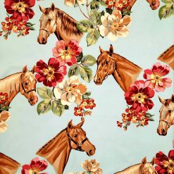 Alexander Henry Blossom Stables on Blue Premium Cotton Fabric