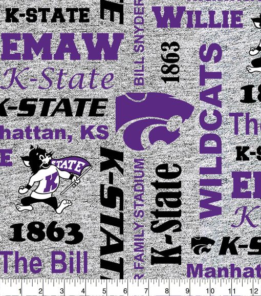 Kansas State Fleece Fabric Heather Verbiage - Image 2