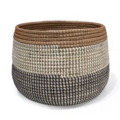 18 Striped Seagrass Woven Basket by Place   Time