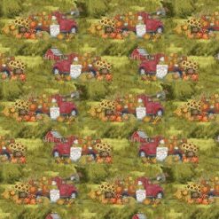 Red Truck Pumpkin Sale Harvest Cotton Fabric