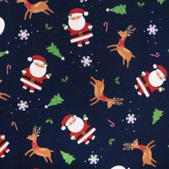 Reindeer   Santa on Blue Super Snuggle Christmas Flannel Fabric by POP!