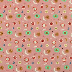Small Suns   Moons On Pink Super Snuggle Flannel Fabric