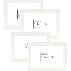 MCS White 5 7 Woodgrain Value Frames 4pk