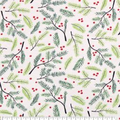 Mistletoe   Holly Super Snuggle Christmas Flannel Fabric