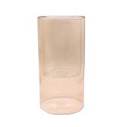 8 Brown Glass Pillar Candle Holder by Place   Time