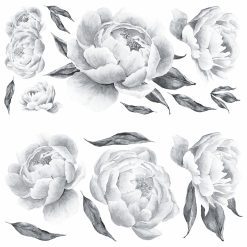 RoomMates Black Peonies Peel And Stick Decals   Black