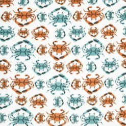 Resort Crabs on White Anti Pill Plush Fleece Fabric