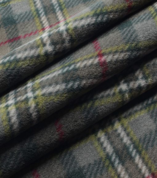 Olive Plaid Anti Pill Fleece Fabric - Image 3
