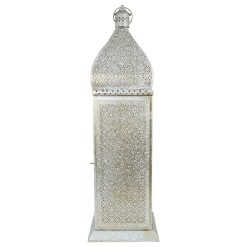 Northlight 30.5 White Gold Moroccan Pillar Candle Lantern