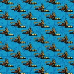 Indiana Jones Cartography Blue Cotton Fabric