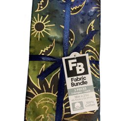5pc Celestial Cool Batik Metallic Cotton Fabric Quarter Bundle