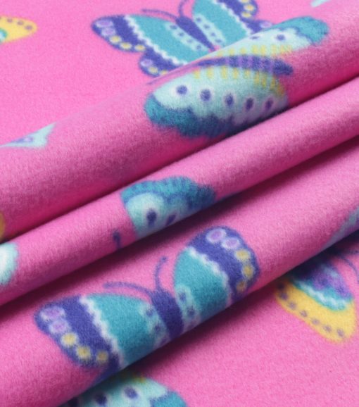 Butterfly on Pink Blizzard Fleece Fabric - Image 3