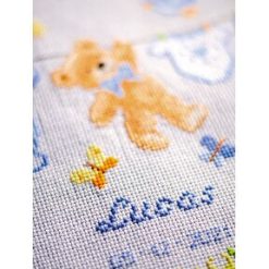 Vervaco 8 x 9 Birth Bear Counted Cross Stitch Kit