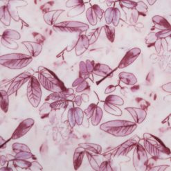 Pink Leaves on White Anti Pill Fleece Fabric