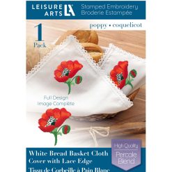 Leisure Arts 16 x 16 Poppy Basket Liner Stamped Cross Stitch Kit