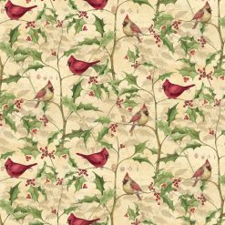 Susan Winget Cardinal on Vines Christmas Cotton Fabric
