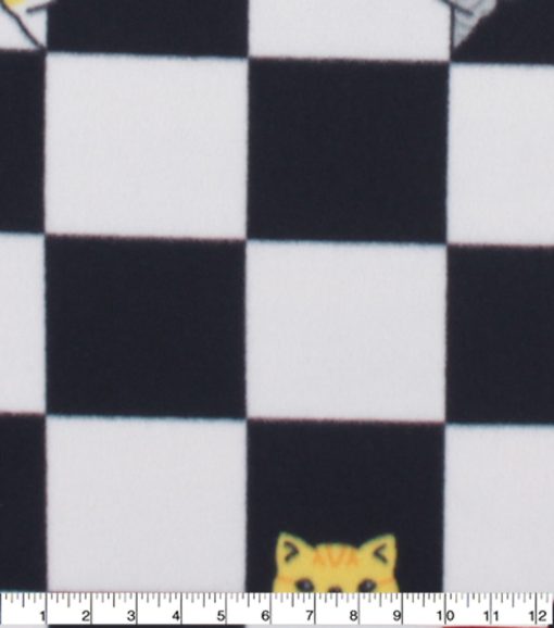 Cat Checkerboard Blizzard Prints Fleece Fabric - Image 3