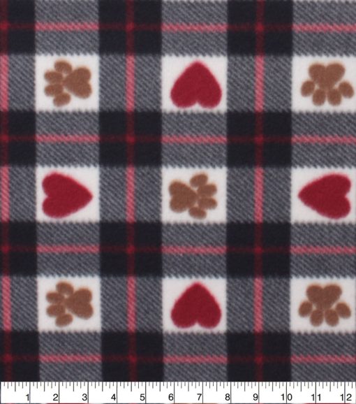 Hearts and Paws Blizzard Fleece Fabric - Image 2