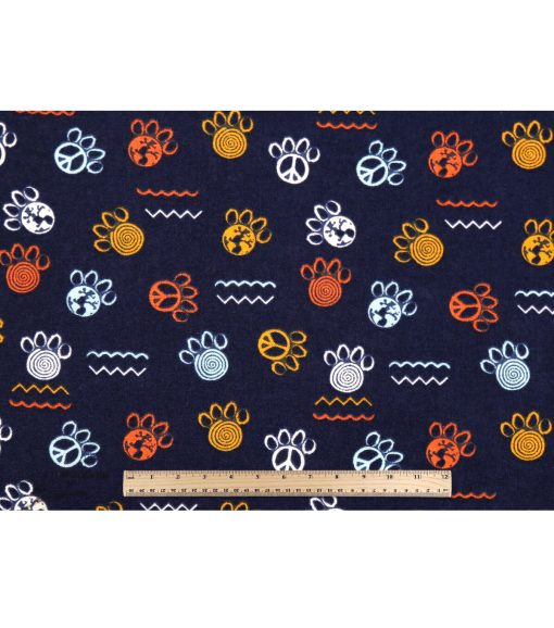 Navy Paw Print Novelty Cotton Fabric - Image 4