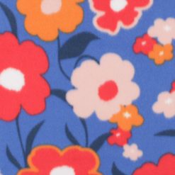 Mod Blooms on Blue Blizzard Fleece Fabric
