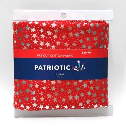 3yd Patriotic White   Red Star Precut Foil Cotton Fabric