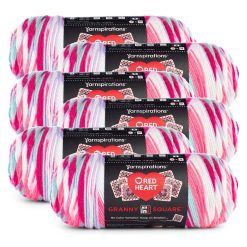 Red Heart All in One Granny Square 417yds Worsted Cotton Yarn 6 Bundle