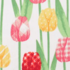 Patterned Tulips on White Anti Pill Plush Fleece Fabric