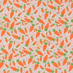 Orange Carrots   Flowers Easter Cotton Fabric