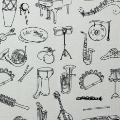White Sketched Instruments Super Snuggle Flannel Fabric