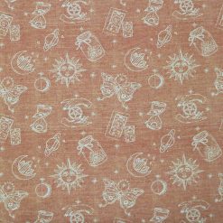 White Sketched Celestial Icons Super Snuggle Flannel Fabric