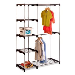 Honey Can Do 45 x 68 Freestanding Closet With Double Bar   Shelves