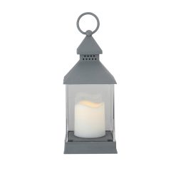 Northlight 9.5 Gray Candle Lantern with Flameless LED Candle