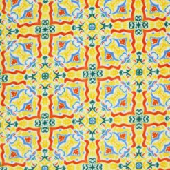 Yellow   Blue Watercolor Tile Luxe Fleece Fabric