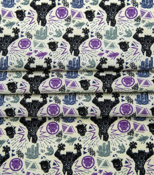 Black Panther Linocut Attack Cotton Fabric - Image 3