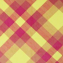 Yellow   Pink Diagonal Plaid Anti Pill Fleece Fabric