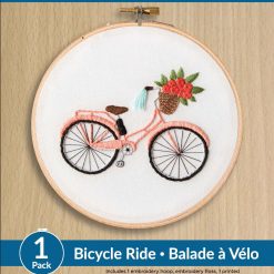 Leisure Arts 6 Bicycle Ride on White Embroidery Kit