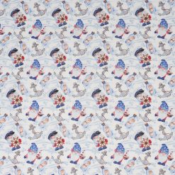 Nautical Gnomes on Blue Novelty Cotton Fabric