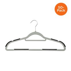 Honey Can Do 18 x 9.5 Plastic Hangers With Anti Slip Rubber Grips 50pk