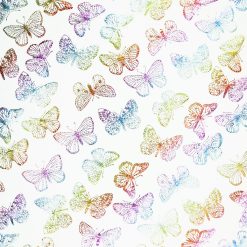 Multicolor Foil Rainbow Butterfly Pure Plush Fleece Fabric