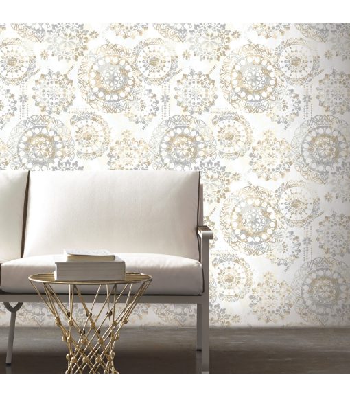 RoomMates Wallpaper Tan   Blue Bohemian - Image 2