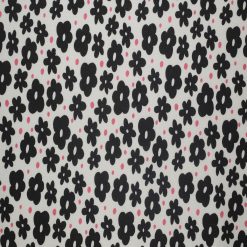 Black Floral   Pink Dots Quilt Cotton Fabric by Quilter s Showcase