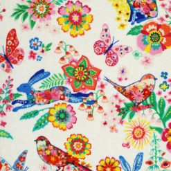 Multicolor Birds   Floral Luxe Fleece Fabric