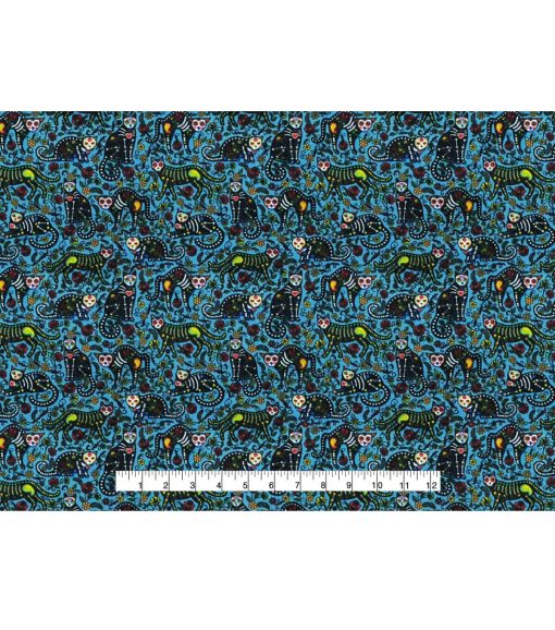 Skeleton Cat Super Snuggle Flannel Fabric - Image 4