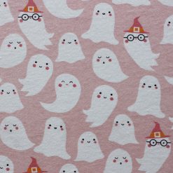 Super Snuggle Halloween Ghosts On Pink Flannel Fabric