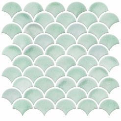 Aqua Scallop Peel   Stick Tile Backsplash