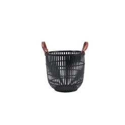 12 Black Bamboo Basket With Handles by Place   Time